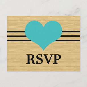 Cartes postales RSVP Woodgrain Mod Heart, Aqua