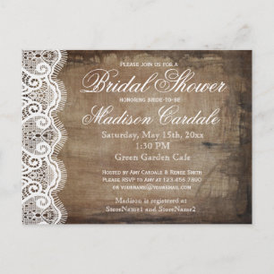 Cartes postales Rustic Country Lace Fête des marié