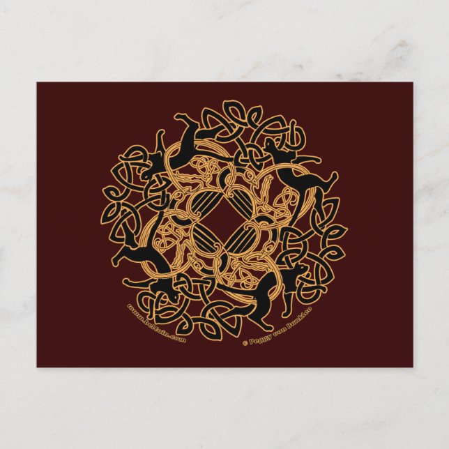 Cartes postales Samhain Chat Celtique entrelacs (Devant)