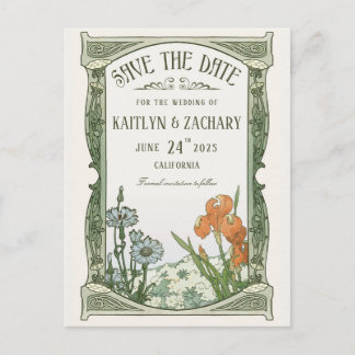 Cartes postales Save the Date | Art nouveau floral