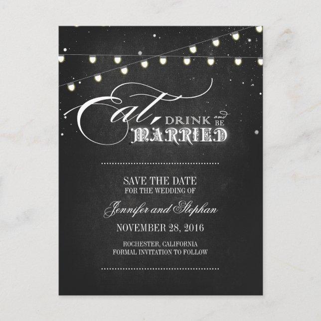 Cartes postales SAVE THE DATE avec Manger boire et (Devant)