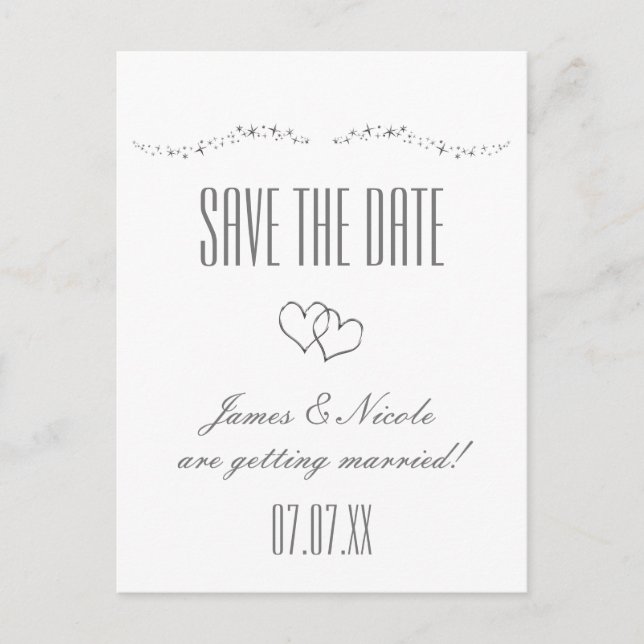 Cartes postales Silver Hearts & Sparkle Mariage En (Devant)
