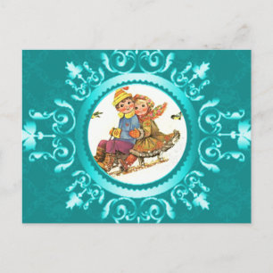 Cartes postales Sleigh Ride ou votre photo Icy Blu
