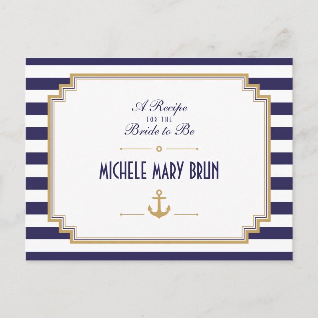 Cartes postales stylish Fête des mariées nautique  (Devant)