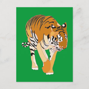 Cartes postales Tiger Walking Digital Peinture