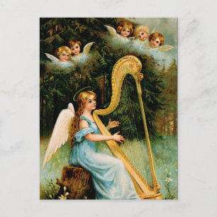 Cartes postales victoriennes de Noël d'ange
