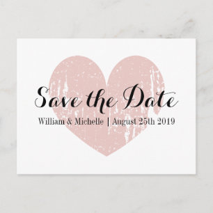Cartes postales vintage cœur rose corail pour anno