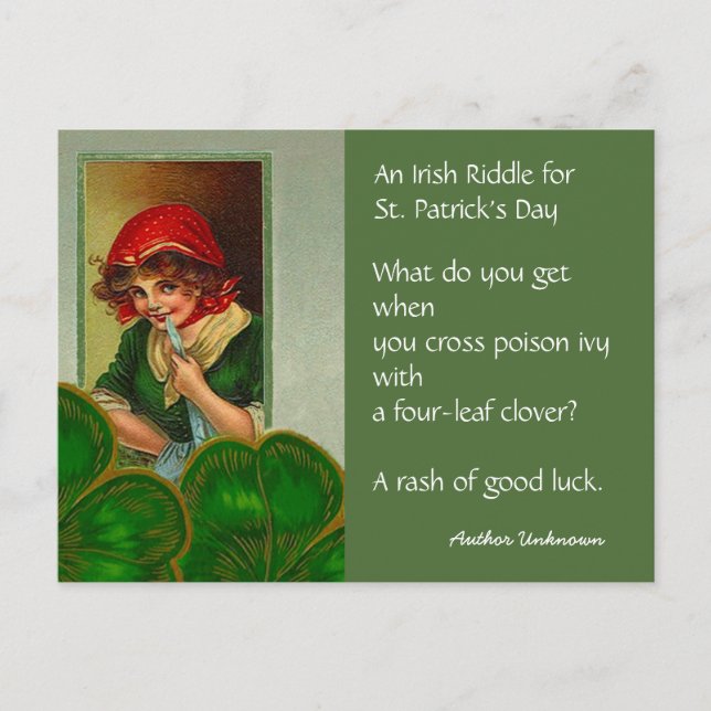 Cartes postales vintage Irish Riddle Jour de la Sa (Devant)