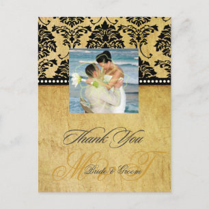 Cartes postales vintage Mariage damassé Merci,