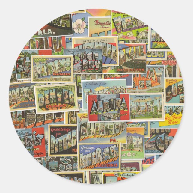 Cartes postales Vintage voyage Stickers Collage (Devant)