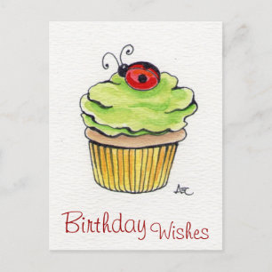 Cartes postales Whimsical Cupcake et Ladybug