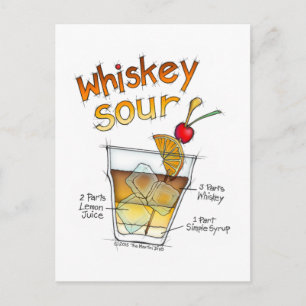 CARTES POSTALES - WHISKEY SOUR RECEPE COCKTAIL ART