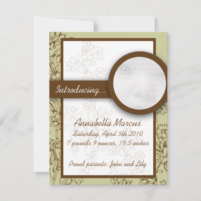 Cartes pour bébés Mint et Brown (Devant)