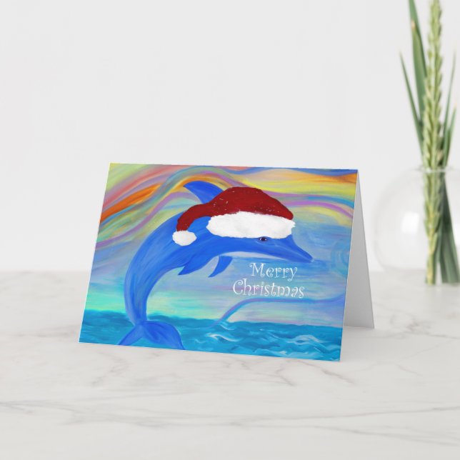 Cartes pour dauphins de Noël père Noël (Devant)