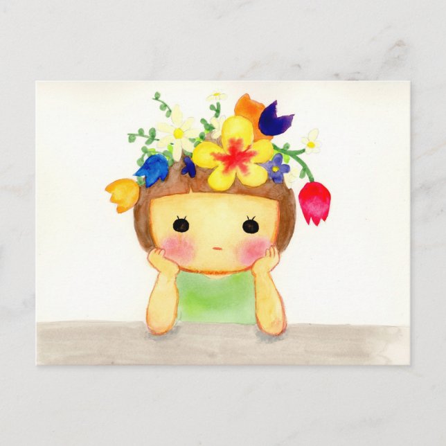 CARTES POUR FÊTES ANNUELLES あたまお花畑 (Devant)
