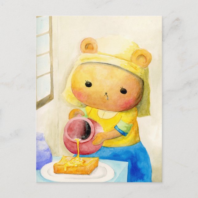 CARTES POUR FÊTES ANNUELLES はちみつをそそぐくまさん (Devant)