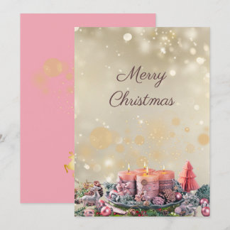 CARTES POUR FÊTES ANNUELLES ゴージャス ゴールド×ピンクのクリスマスカード♡