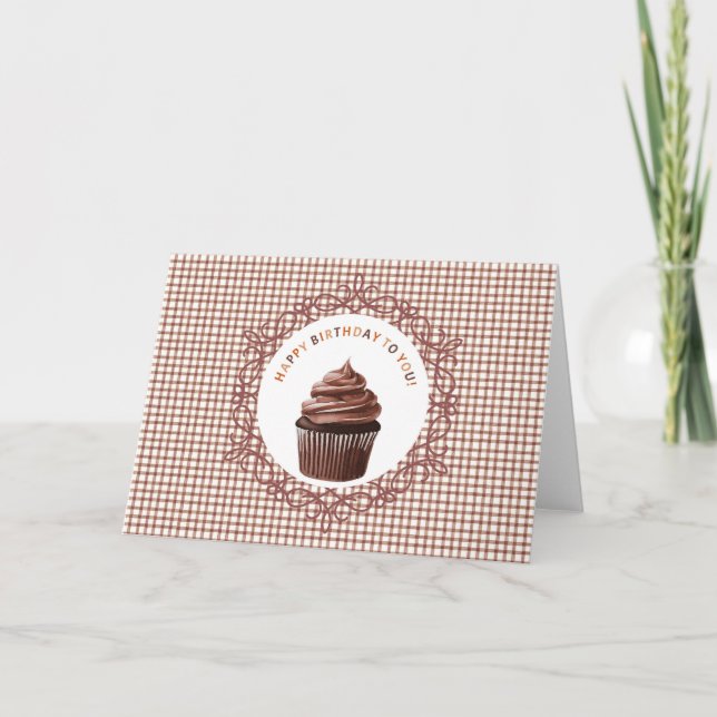 Cartes Pour Fêtes Annuelles 013 Chocolate Cupcake Happy Birthday Card (Devant)