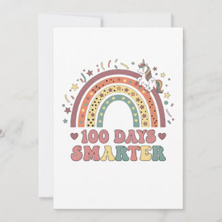 Cartes Pour Fêtes Annuelles 100 Days Smarter Kids Girls Unicorn 100th Day of 