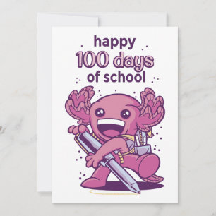 Cartes Pour Fêtes Annuelles 100 jours d'invitation scolaire