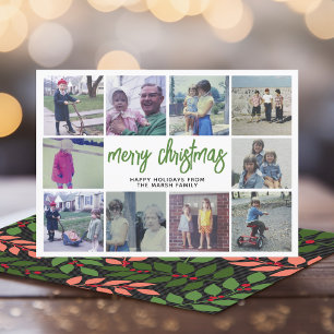 Cartes Pour Fêtes Annuelles 10 Photo Collage - Joyeux Noël Coral Botanique