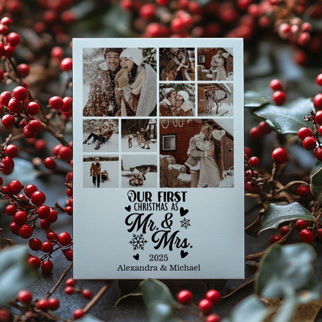 Cartes Pour Fêtes Annuelles 10 Photo Snowflakes Christmas Mr and Mrs  (Créateur téléchargé)