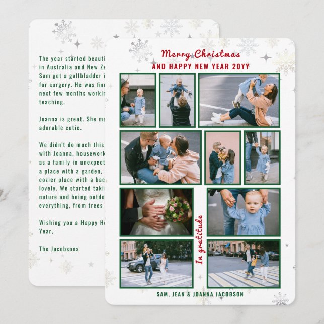 Cartes Pour Fêtes Annuelles 10 Photos Collage Lettre mignonne Élégante Personn (Devant / Derrière)