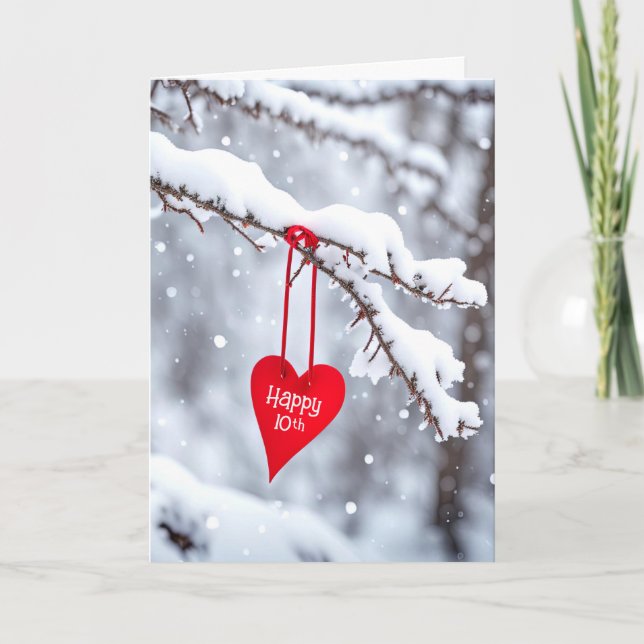 Cartes Pour Fêtes Annuelles 10e Anniversaire Coeur en Branche (Devant)