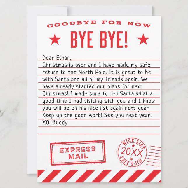 Cartes Pour Fêtes Annuelles 11 Goodbye de Say (Devant)