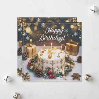 Cartes Pour Fêtes Annuelles 12月の煌めくバースデーカード／Sparkling December Birthday Card