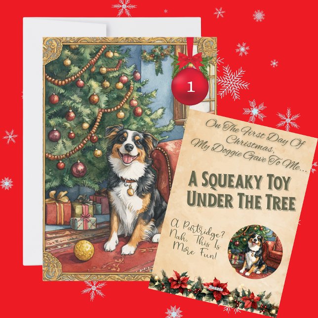 Cartes Pour Fêtes Annuelles 12 Days Of Doggie Christmas Day 1 (Créateur téléchargé)