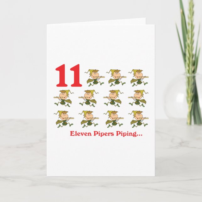 Cartes Pour Fêtes Annuelles 12 jours 11 caniveaux de tuyauterie (Devant)
