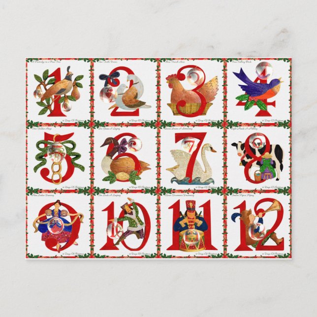 Cartes Pour Fêtes Annuelles 12 jours de cadeaux d'impression d'édredon de Noël (Devant)