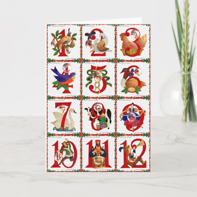 Cartes Pour Fêtes Annuelles 12 jours de cadeaux d'impression d'édredon de Noël (Devant)