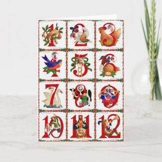 Cartes Pour Fêtes Annuelles 12 jours de cadeaux d'impression d'édredon de Noël