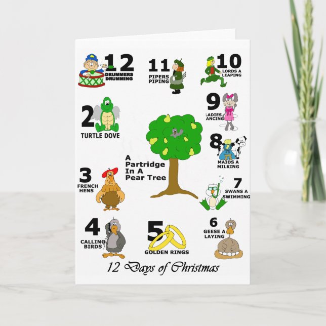Cartes Pour Fêtes Annuelles 12 Jours de Noël (Devant)