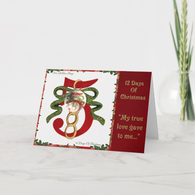 Cartes Pour Fêtes Annuelles 12 jours de Noël cinq anneaux d'or (Devant)