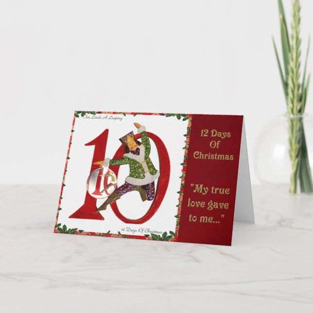 Cartes Pour Fêtes Annuelles 12 jours de Noël Dix seigneurs A Leaping (Devant)