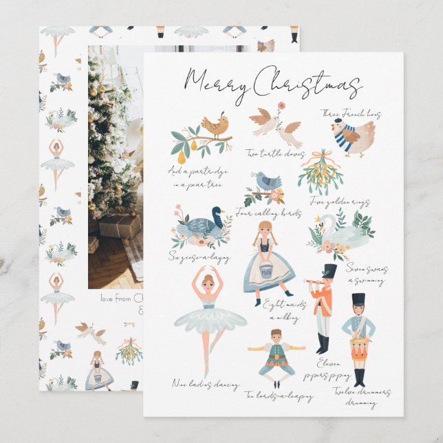 Cartes Pour Fêtes Annuelles 12 Jours de Noël Photo personnalisée (Devant / Derrière)