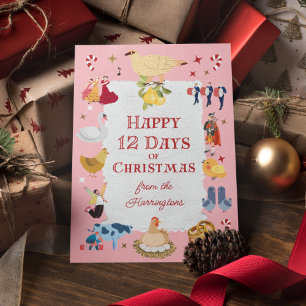 Cartes Pour Fêtes Annuelles 12 Jours de Noël Rétro Milieu de Siècle Traditionn