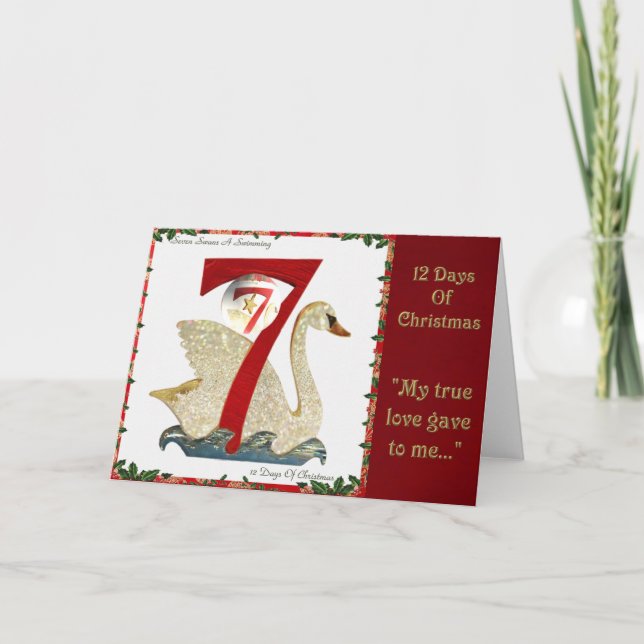 Cartes Pour Fêtes Annuelles 12 jours de Noël sept cygnes une natation (Devant)