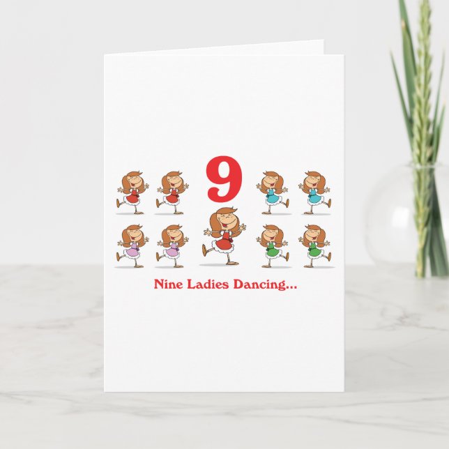 Cartes Pour Fêtes Annuelles 12 jours neuf femmes dansant (Devant)