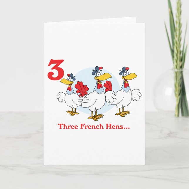 Cartes Pour Fêtes Annuelles 12 jours trois poules françaises (Devant)