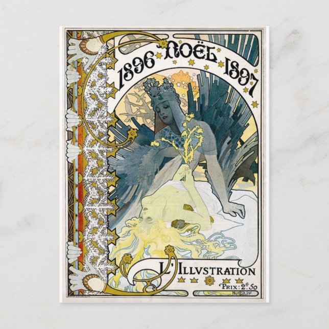 Cartes Pour Fêtes Annuelles 1896 NOEL 1897 Alphonse Maria Mucha (Devant)