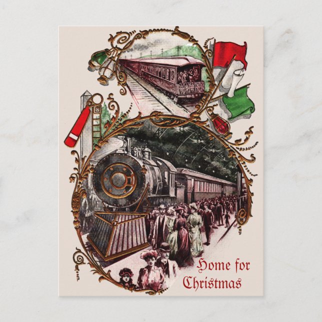 Cartes Pour Fêtes Annuelles 1900 Accueil Pour Train De Noël (Devant)