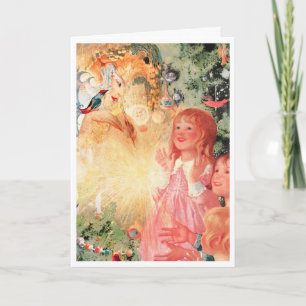 CARTES POUR FÊTES ANNUELLES 1917 SALUTATIONS DE PEINTURE "FÉERIQUES" D'ARBRE