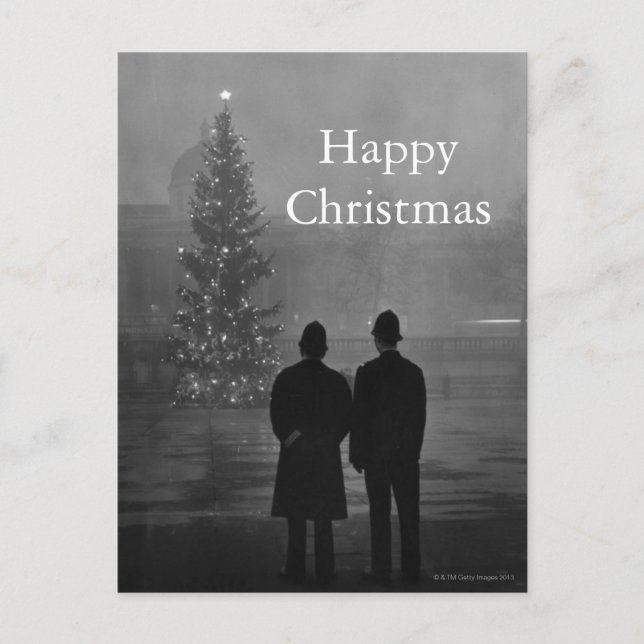 Cartes Pour Fêtes Annuelles 1948 : Deux policiers regardent l'arbre de Noël (Devant)