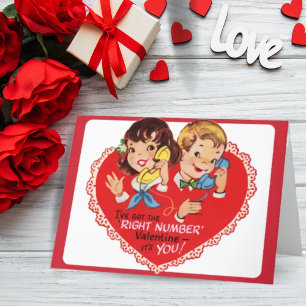 Cartes Pour Fêtes Annuelles 1950 mignonne garçon fille Custom Saint-Valentin