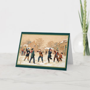 Cartes Pour Fêtes Annuelles 19e Combat de balle de neige