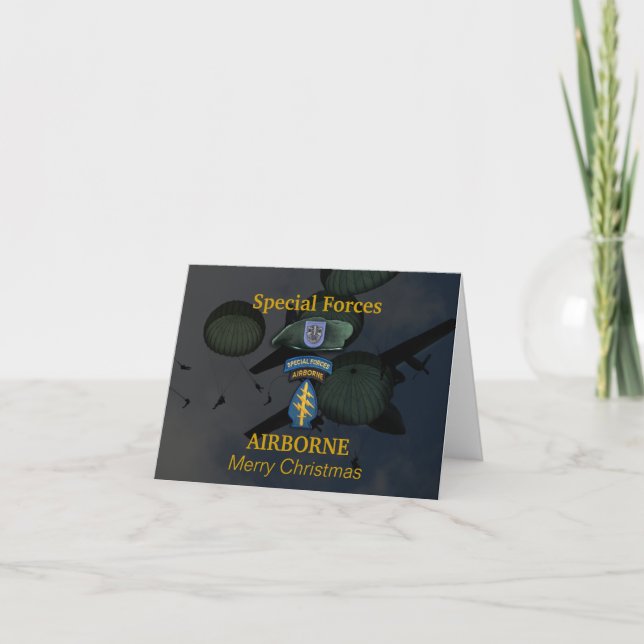Cartes Pour Fêtes Annuelles 19e forces spéciales berets verts vétérinaires Car (Devant)